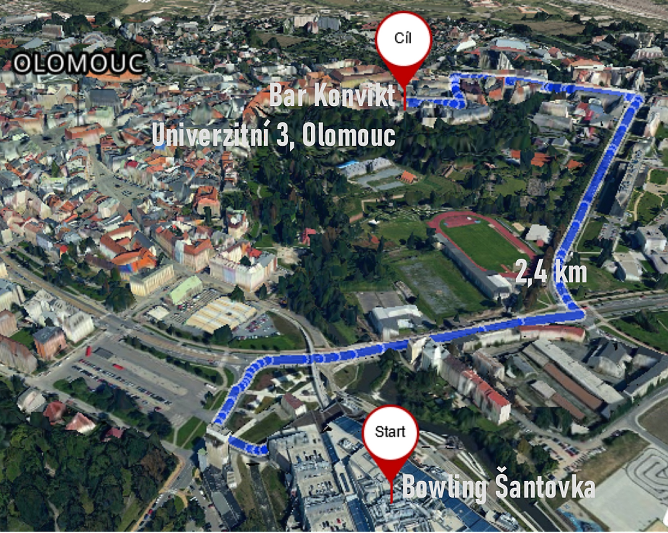 (0) Bowling Šantovka - Univerzita Palackého (2,4 km)